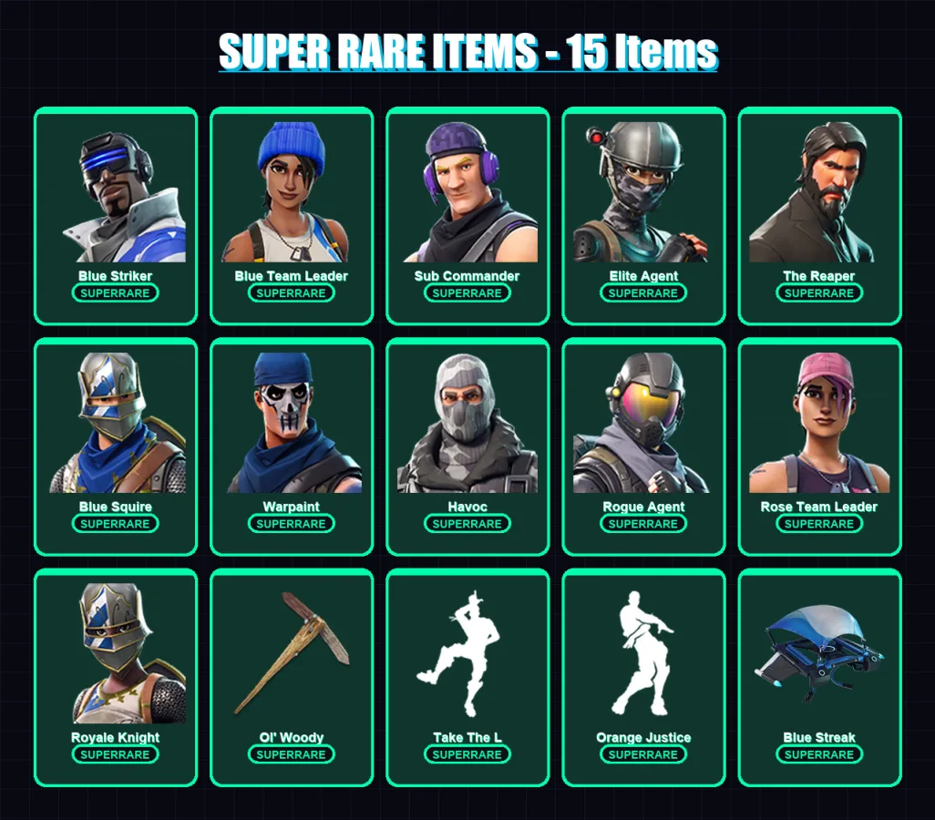 [PC/XBOX/PSN] | Blue Striker | Blue Team Leader | Sub Commander | Elite Agent | The Reaper | 20 skin | 18 pickaxe | 16 emote | 22 glider | Lv269