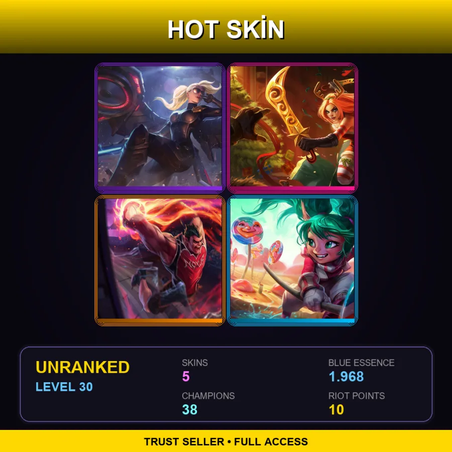 EUNE | Riot Kayle | Slay Belle Katarina | Dunkmaster Darius | Lollipoppy | 5 Skin | 38 Champ | Lv30