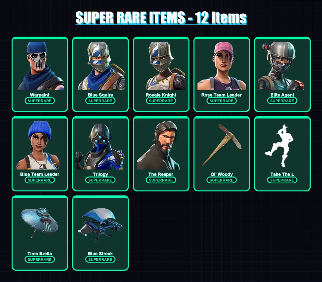 [PS4/PS5/XBOX/PC] | Warpaint | Blue Squire | Royale Knight | Rose Team Leader | Elite Agent | 19 skin | 39 pickaxe | 35 emote | 37 glider | Lv534