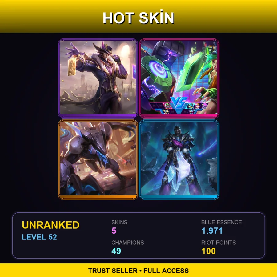 EUW | Lv52 | Unranked | 5 Skin | 49 Champ — Victorious Twisted Fate