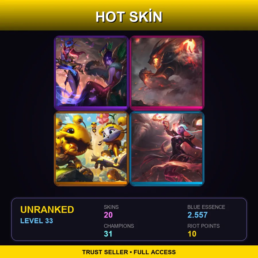 TW | Lv33 | Unranked | 20 Skin | 31 Champ