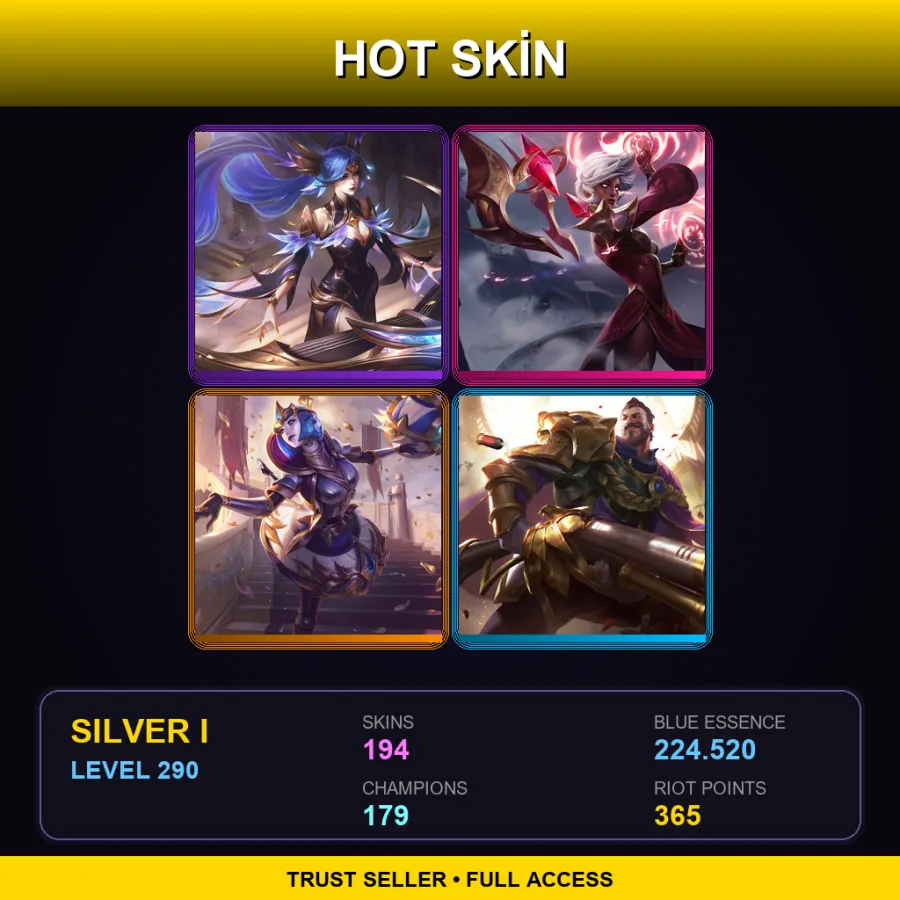 VN | Lv290 | Silver I | 194 Skin | 179 Champ — LoL account