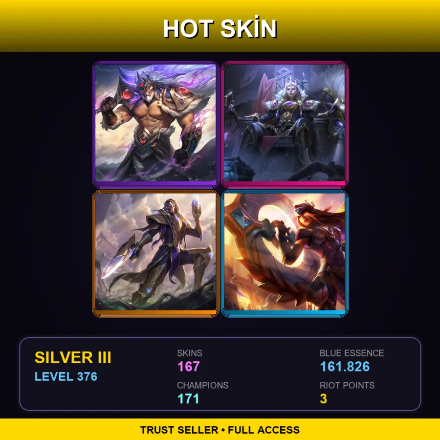 SG | Lv376 | Silver III | 167 Skin | 171 Champ