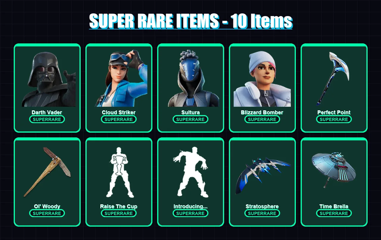 [PS4/PS5/XBOX/PC] | Darth Vader | Cloud Striker | Sultura | Blizzard Bomber | Catalyst | 127 skin | 141 pickaxe | 115 emote | 108 glider | Lv1812