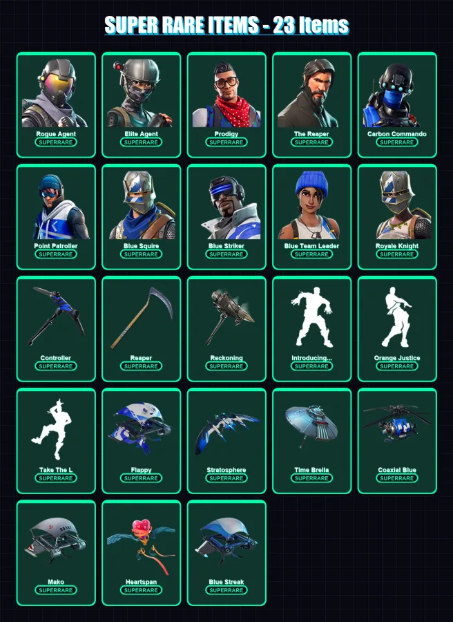 [PC/XBOX/PSN] | Rogue Agent | Elite Agent | Prodigy | The Reaper | Carbon Commando | 116 skin | 79 pickaxe | 86 emote | 67 glider | Lv865 — Fortnite account