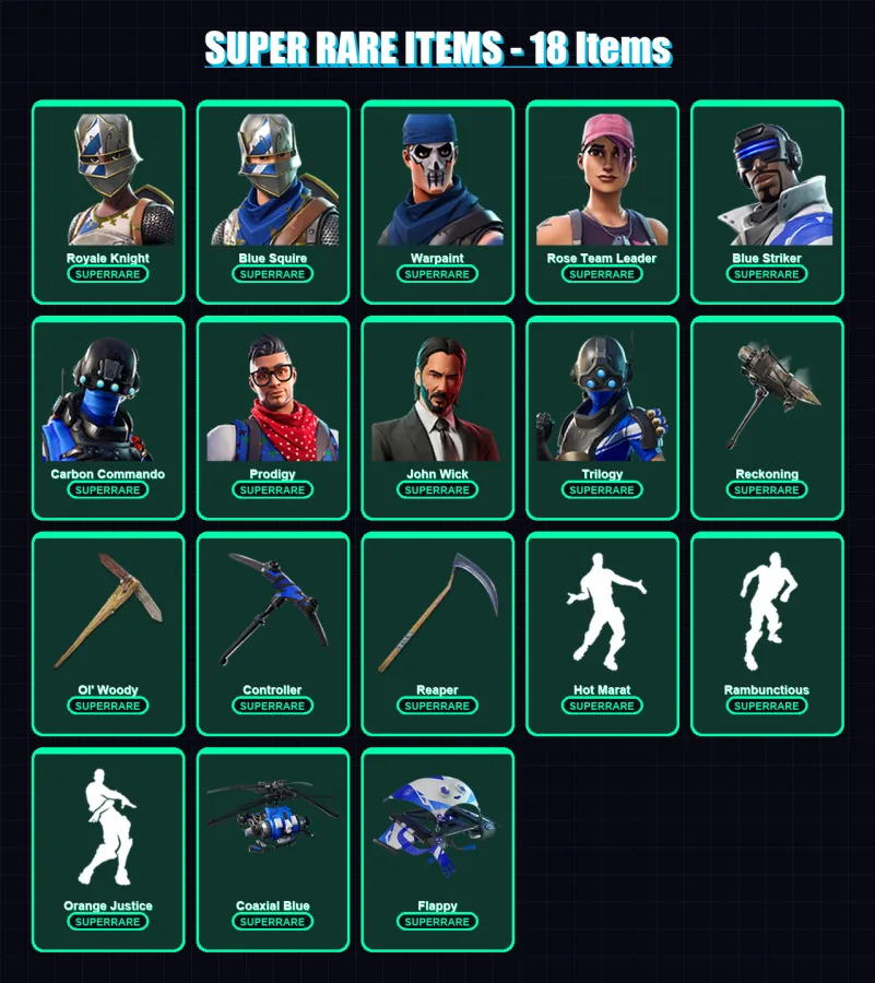 [PS4/PS5/XBOX/PC] | Royale Knight | Blue Squire | Warpaint | 110 skin | Lv1298