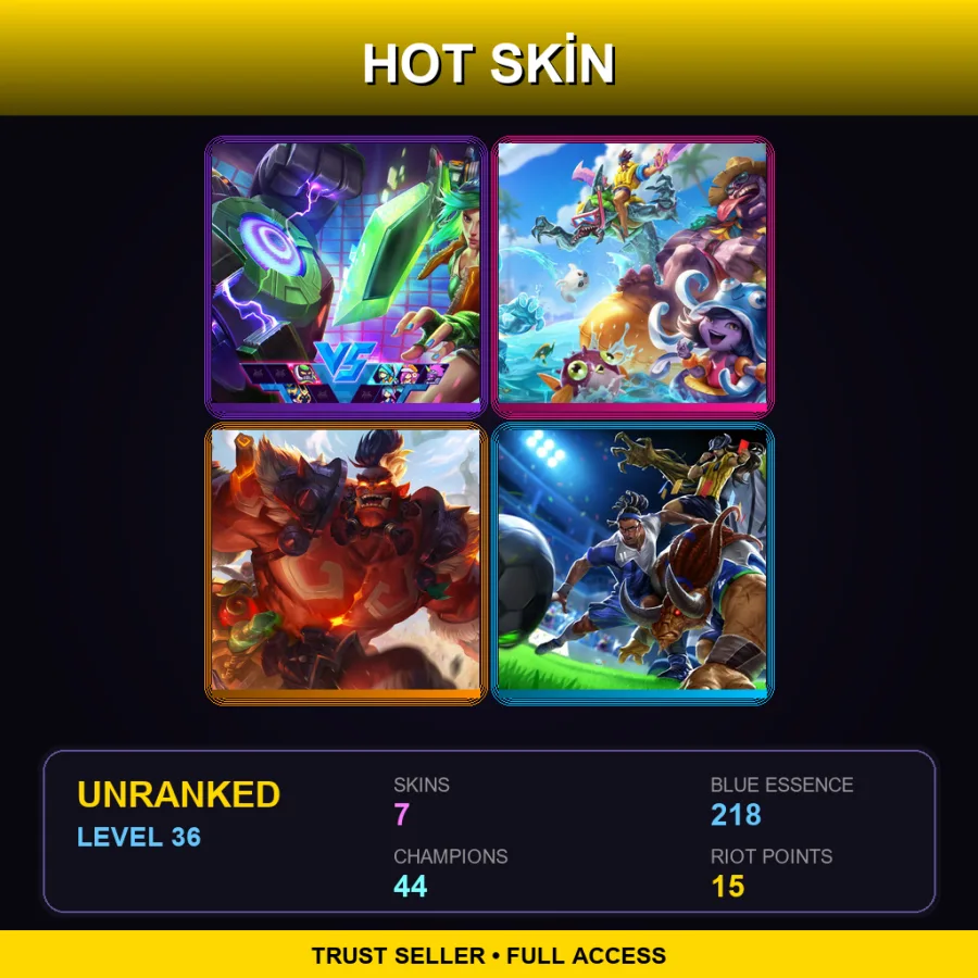 EUNE | Lv36 | Unranked | 7 Skin | 44 Champ — LoL account