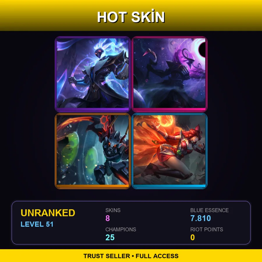 LAN | Lv51 | Unranked | 8 Skin | 25 Champ — LoL account