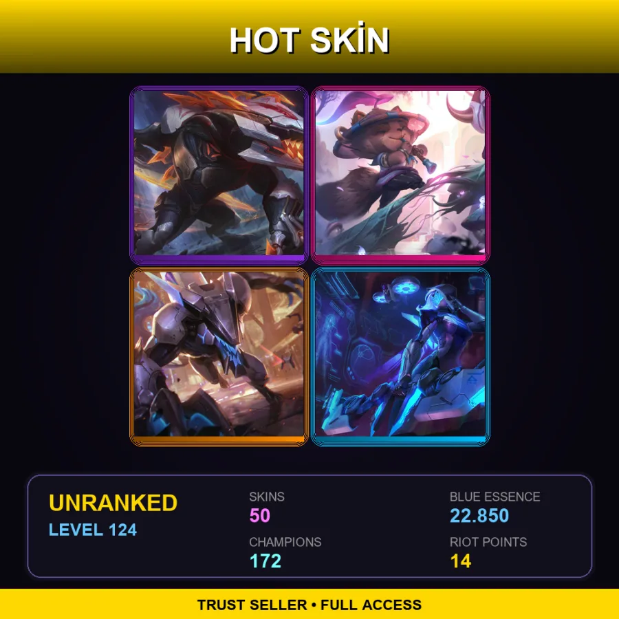 VN | Lv124 | Unranked | 50 Skin | 172 Champ