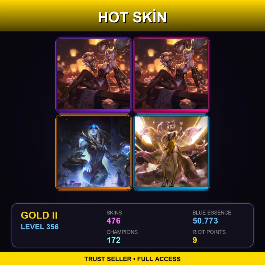 SG | Lv356 | Gold II | 476 Skin | 172 Champ