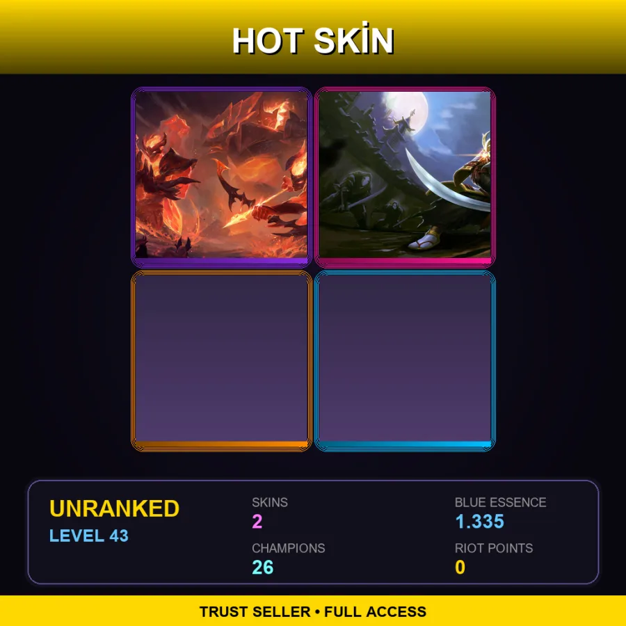 VN | Lv43 | Unranked | 2 Skin | 26 Champ — LoL account