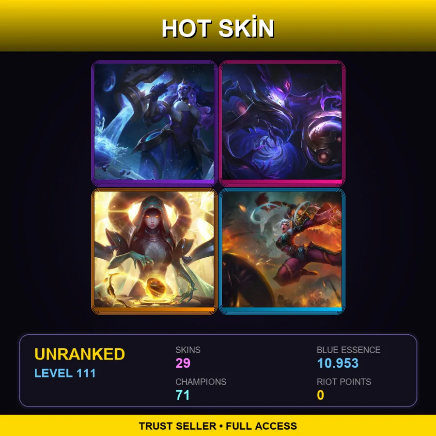 SG | Lv111 | Unranked | 29 Skin | 71 Champ