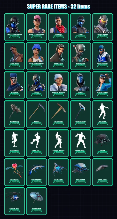 [PC/XBOX/PSN] | Carbon Commando | Rose Team Leader | Prodigy | Fixer | Rogue Agent | 262 skin | 250 pickaxe | 189 emote | 208 glider | Lv3074 — Fortnite account