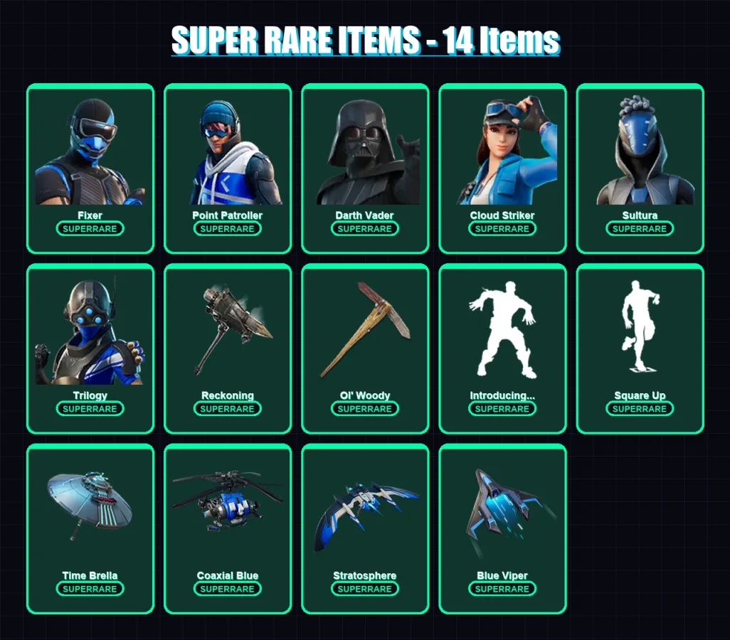 [PS4/PS5/XBOX/PC] | Fixer | Point Patroller | Darth Vader | Cloud Striker | Sultura | 219 skin | 239 pickaxe | 209 emote | 209 glider | Lv3019