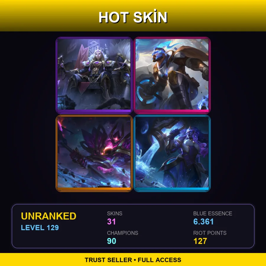 EUNE | Lv129 | Unranked | 31 Skin | 90 Champ