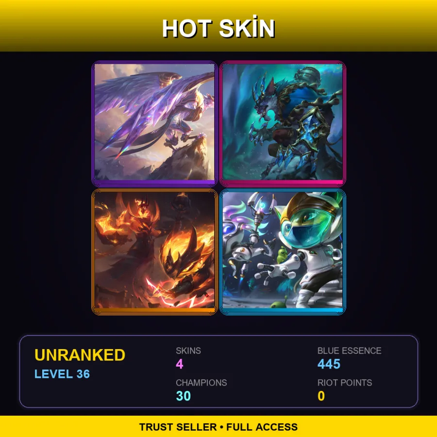 EUW | Lv36 | Unranked | 4 Skin | 30 Champ — Winterblessed Warwick