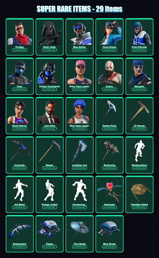 [PC/XBOX] | Prodigy | Darth Vader | Blue Striker | Cloud Striker | Point Patroller | 134 skin | 106 pickaxe | 154 emote | 104 glider | Lv1373