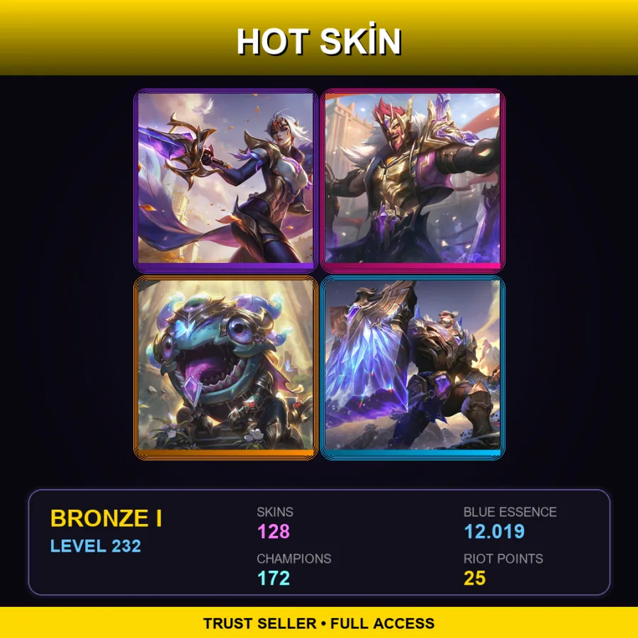 EUNE | Lv232 | Bronze I | 128 Skin | 172 Champ — LoL account