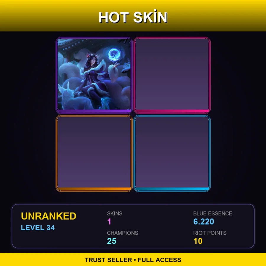 EUW | Lv34 | Unranked | 1 Skin | 25 Champ — LoL account