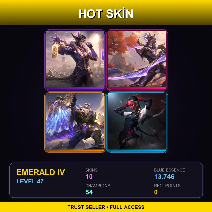 RU | Lv47 | Emerald IV | 10 Skin | 54 Champ