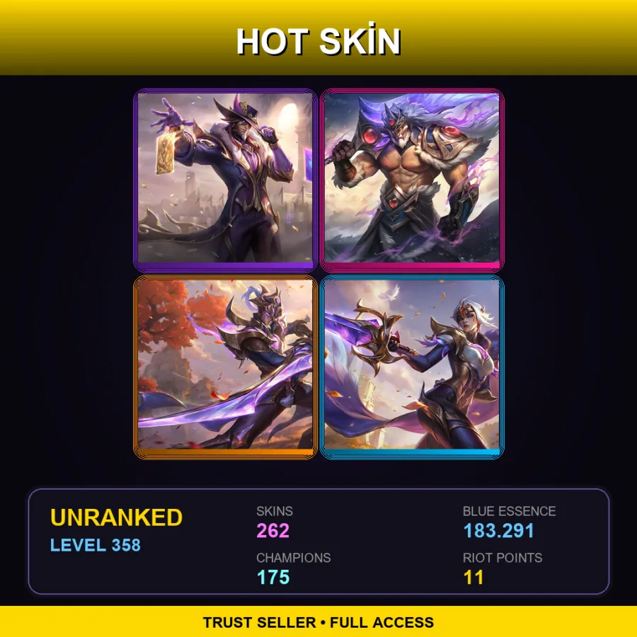 TR | Lv358 | Unranked | 262 Skin | 175 Champ