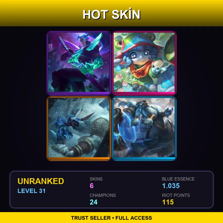 EUW | Lv31 | Unranked | 6 Skin | 24 Champ