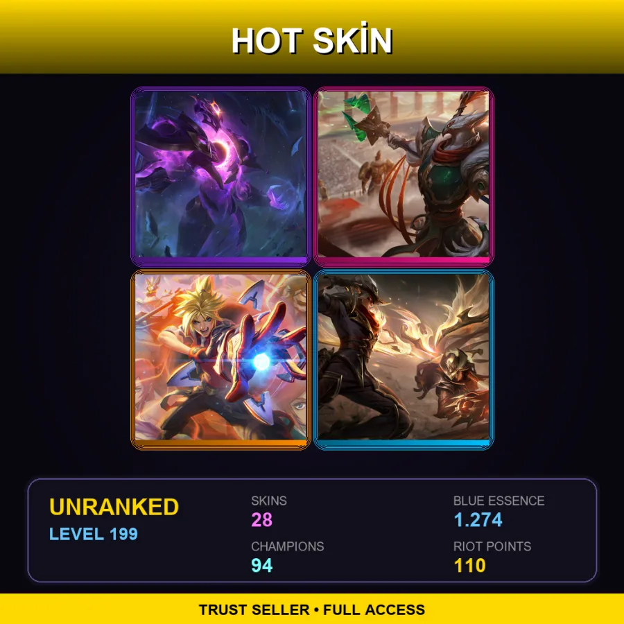 LAN | Lv199 | Unranked | 28 Skin | 94 Champ