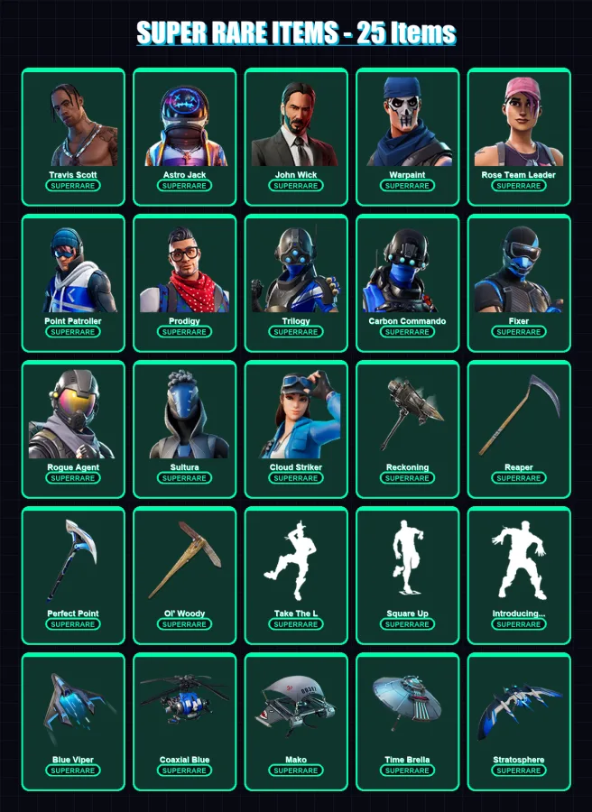 [PS4/PS5/XBOX/PC] | Travis Scott | Astro Jack | John Wick | Warpaint | Rose Team Leader | 234 skin | 226 pickaxe | 224 emote | 185 glider | Lv2492 — Fortnite account