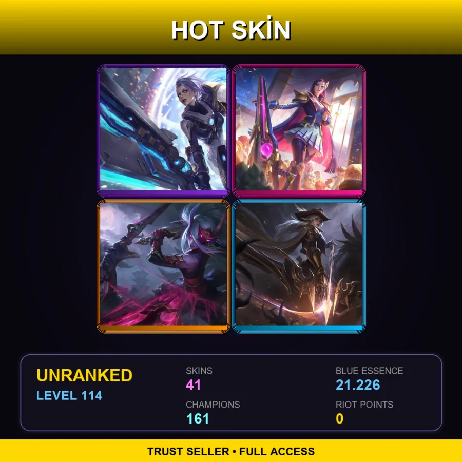 VN | Lv114 | Unranked | 41 Skin | 161 Champ — LoL account