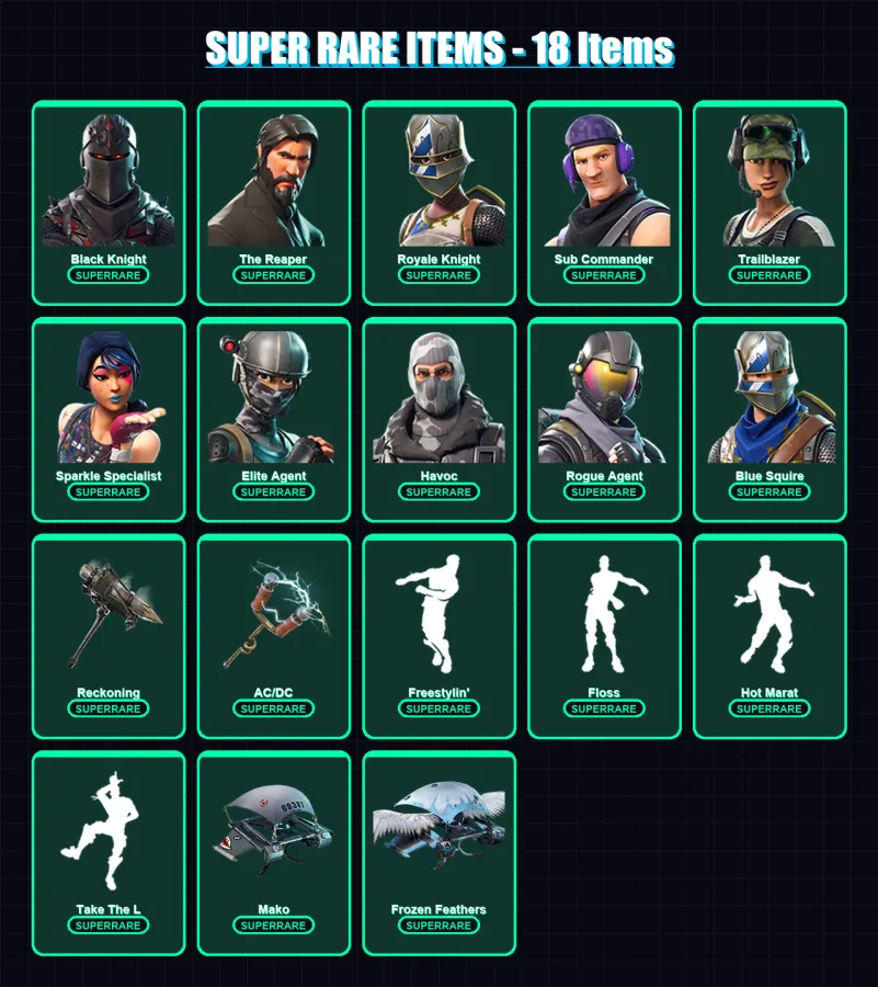 [PC] | Black Knight | The Reaper | Royale Knight | Sub Commander | Trailblazer | 53 skin | 42 pickaxe | 60 emote | 46 glider | Lv903