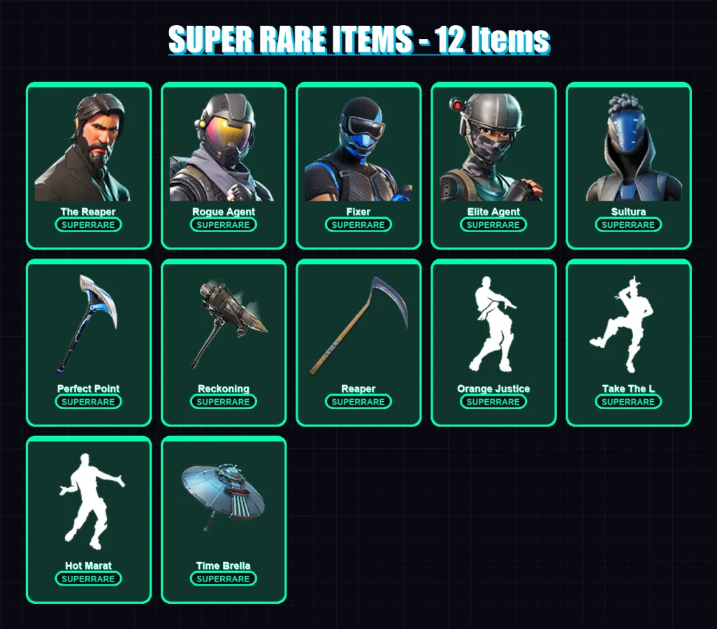 [PC/XBOX/PSN] | The Reaper | Rogue Agent | Fixer | Elite Agent | Sultura | 71 skin | 65 pickaxe | 49 emote | 47 glider | Lv637