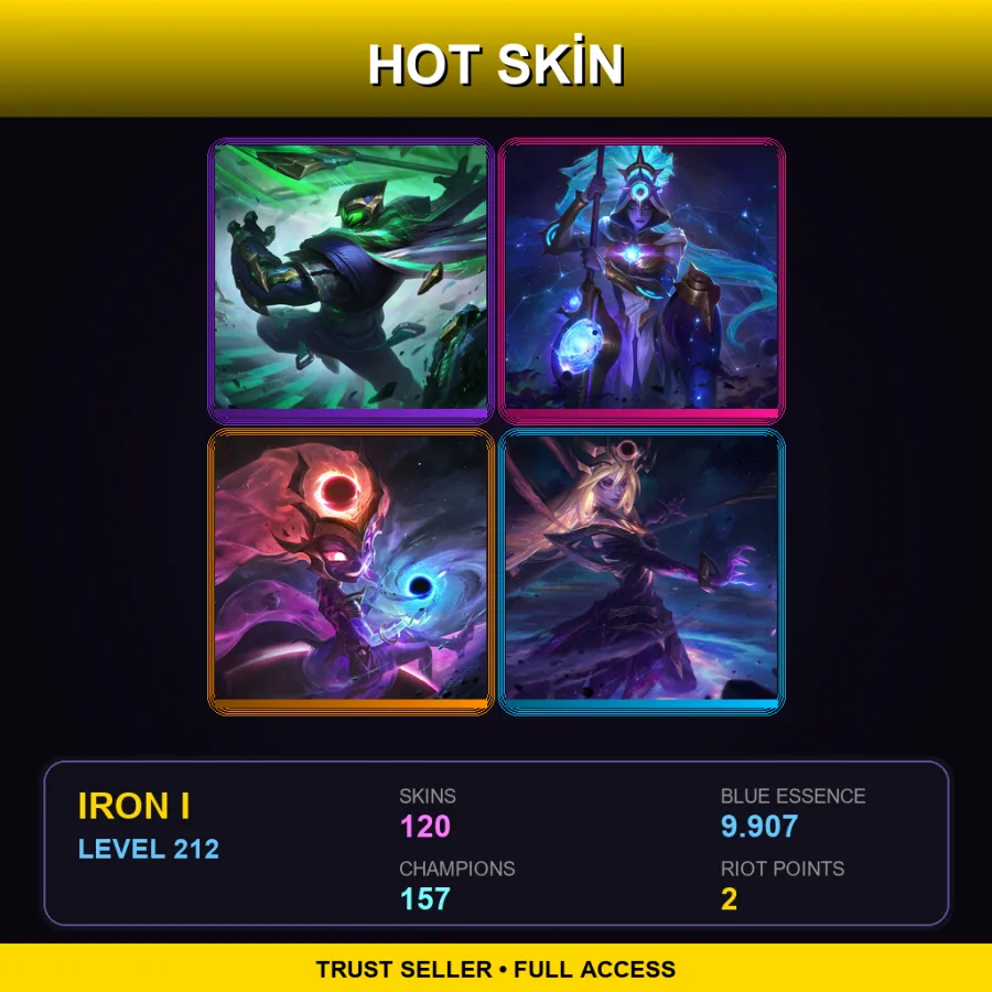 BR | Lv212 | Iron I | 120 Skin | 157 Champ — LoL account