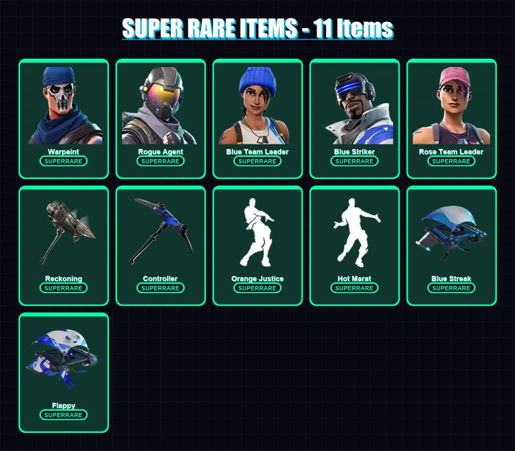 [PC/XBOX/PSN] | Warpaint | Rogue Agent | Blue Team Leader | Blue Striker | Rose Team Leader | 51 skin | 31 pickaxe | 40 emote | 37 glider | Lv344