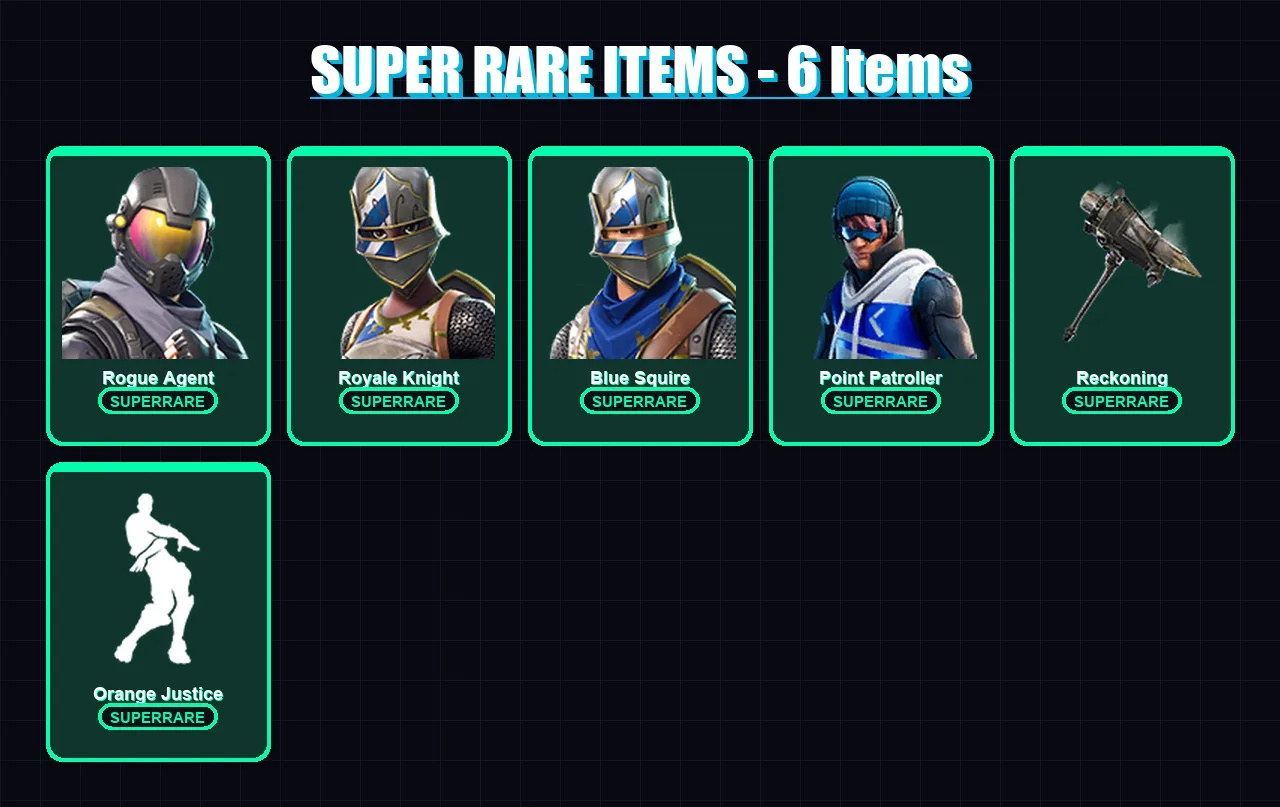 [PS4/PS5/XBOX/PC] | Rogue Agent | Royale Knight | Blue Squire | Point Patroller | Omega | 93 skin | 106 pickaxe | 102 emote | 98 glider | Lv1903