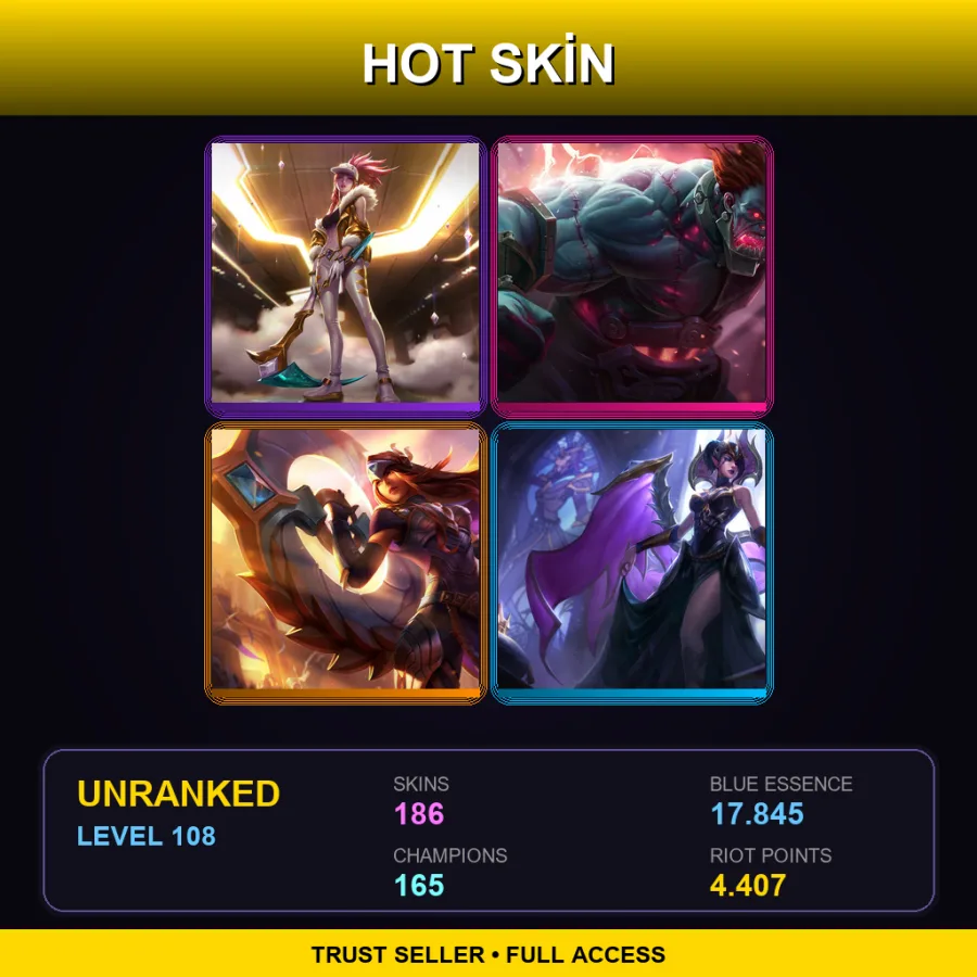 EUW | Lv108 | Unranked | 186 Skin | 165 Champ