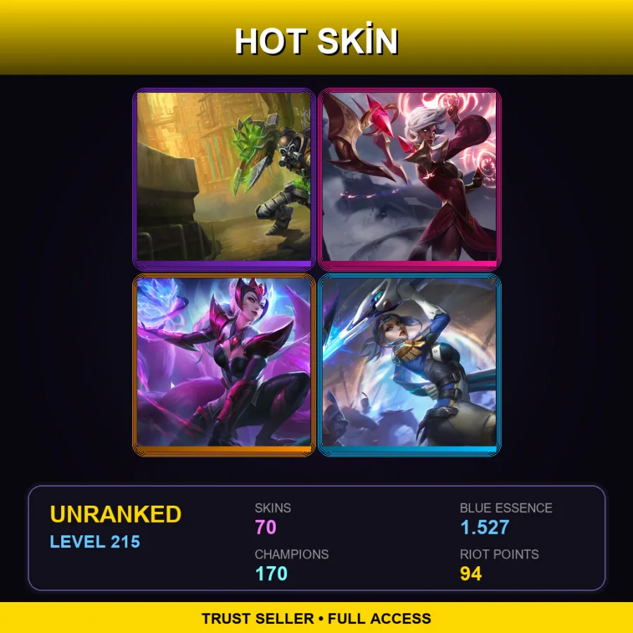 EUNE | Lv215 | Unranked | 70 Skin | 170 Champ — Odyssey Aatrox