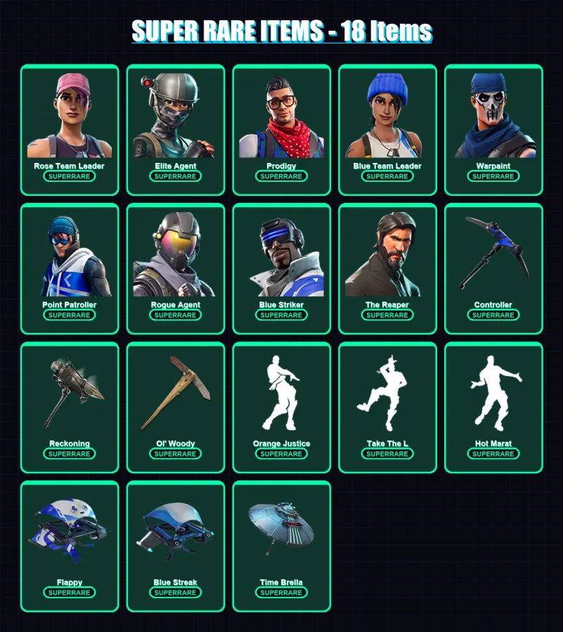 [PS4/PS5/XBOX/PC] | Rose Team Leader | Elite Agent | Prodigy | Blue Team Leader | Warpaint | 68 skin | 67 pickaxe | 77 emote | 73 glider | Lv1182 — Fortnite account