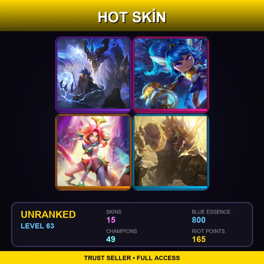 EUW | Lv63 | Unranked | 15 Skin | 49 Champ