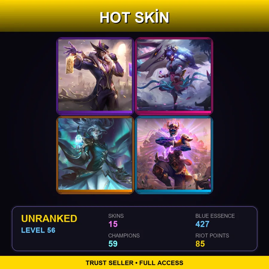 EUW | Lv56 | Unranked | 15 Skin | 59 Champ