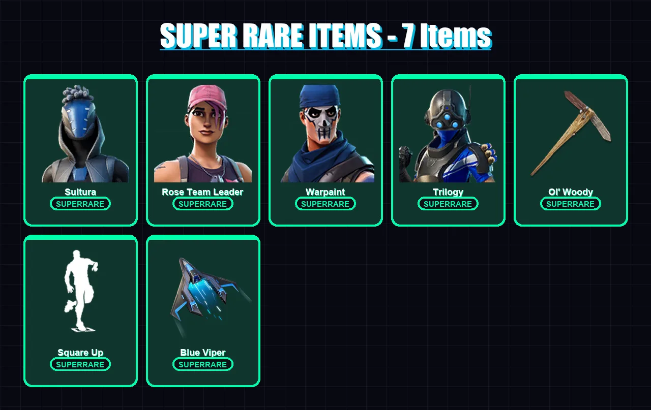 [PS4/PS5/XBOX/PC] | Sultura | Rose Team Leader | Warpaint | Trilogy | Ronin | 74 skin | 76 pickaxe | 50 emote | 63 glider | Lv1101