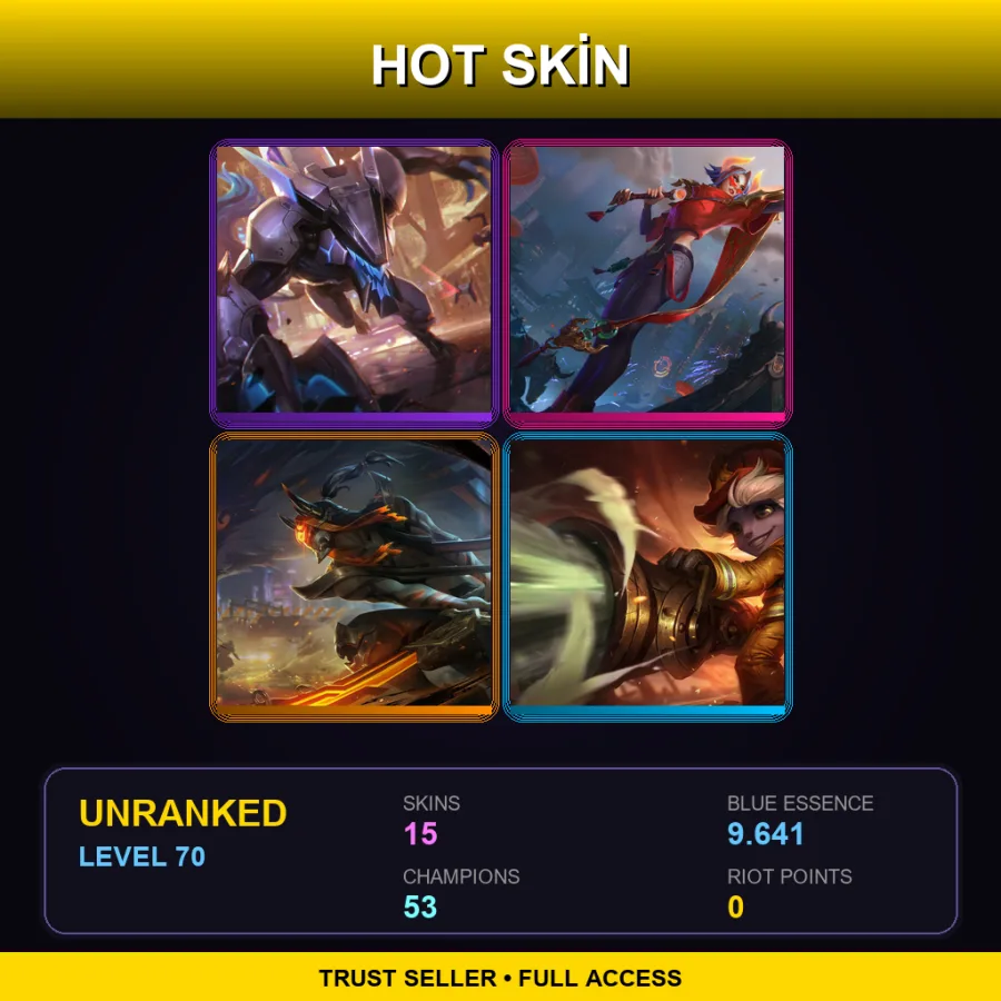 EUW | Lv70 | Unranked | 15 Skin | 53 Champ