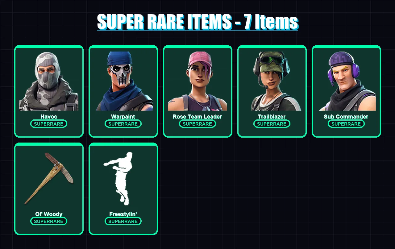 [PC/XBOX/PSN] | Havoc | Warpaint | Rose Team Leader | Trailblazer | Sub Commander | 5 skin | 12 pickaxe | 6 emote | 13 glider | Lv83