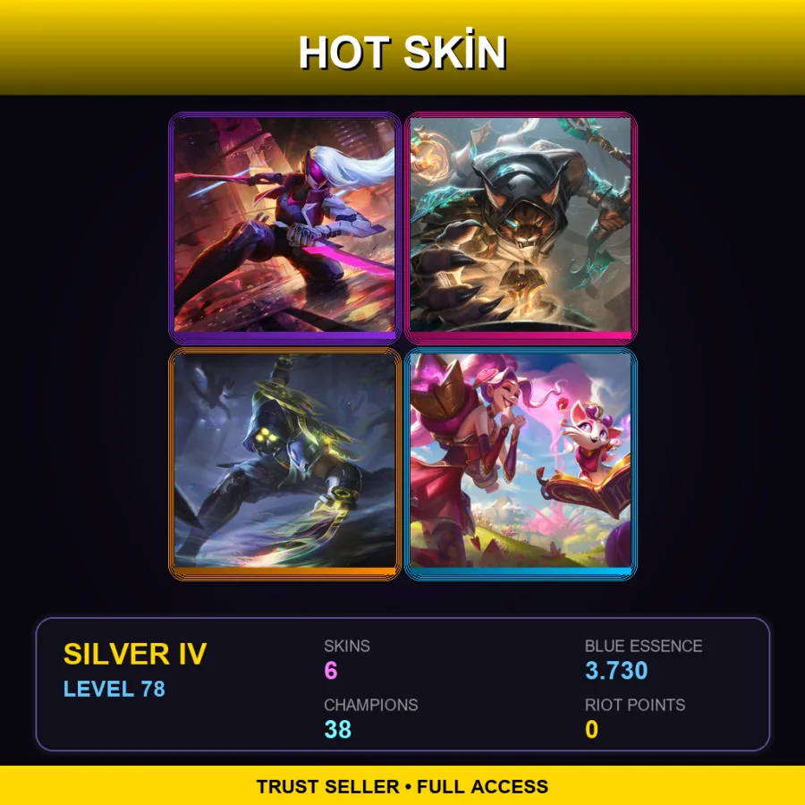 EUNE | Lv78 | Silver IV | 6 Skin | 38 Champ — LoL account