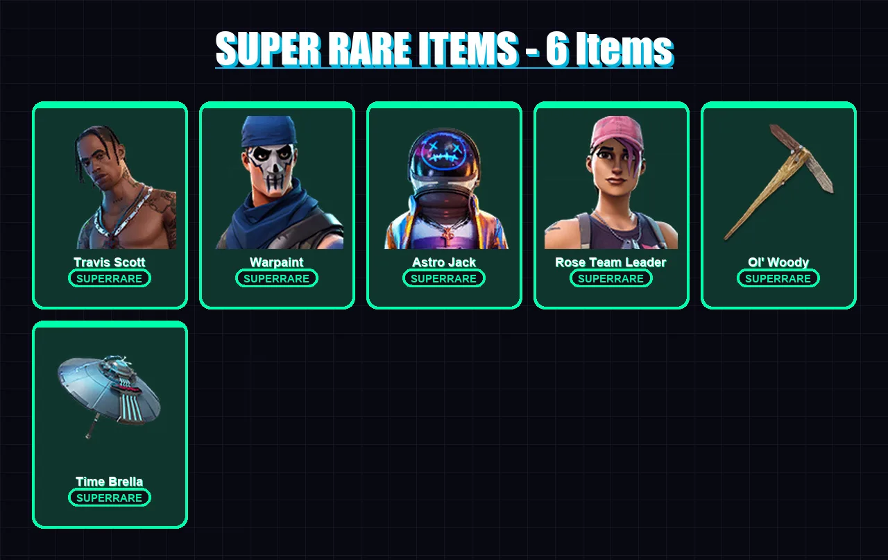 [PC/PSN] | Travis Scott | Warpaint | Astro Jack | Rose Team Leader | Catalyst | 146 skin | 131 pickaxe | 133 emote | 108 glider | Lv1235