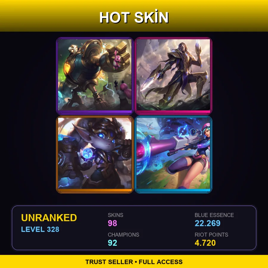 LAN | Lv328 | Unranked | 98 Skin | 92 Champ