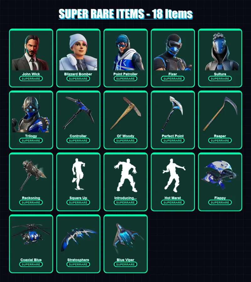 [PC/XBOX/PSN] | John Wick | Midas | Lynx | Deadpool | Blizzard Bomber | 161 skin | 160 pickaxe | 162 emote | 140 glider | Lv2378