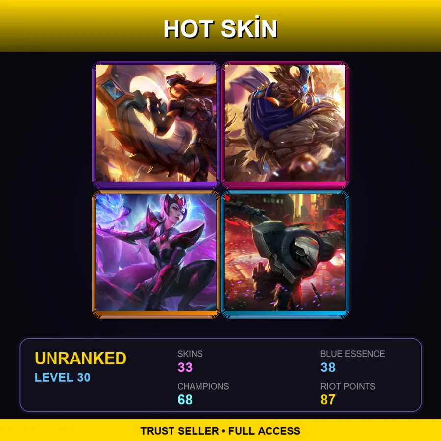 SG | Lv30 | Unranked | 33 Skin | 68 Champ