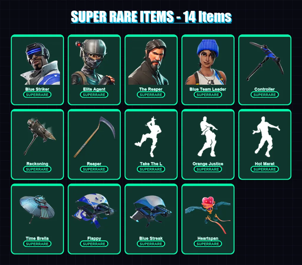 [PC/XBOX/PSN] | Blue Striker | Elite Agent | The Reaper | Blue Team Leader | A.I.M. | 126 skin | 144 pickaxe | 135 emote | 145 glider | Lv2273