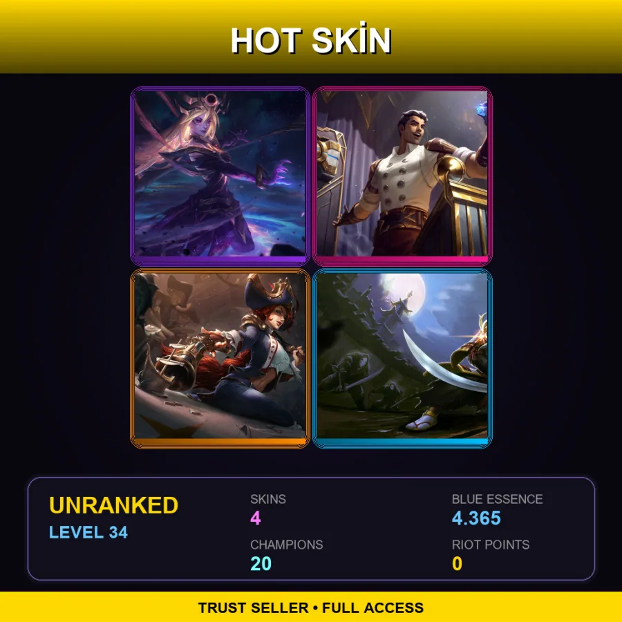 EUNE | Lv34 | Unranked | 4 Skin | 20 Champ — Waterloo Miss Fortune