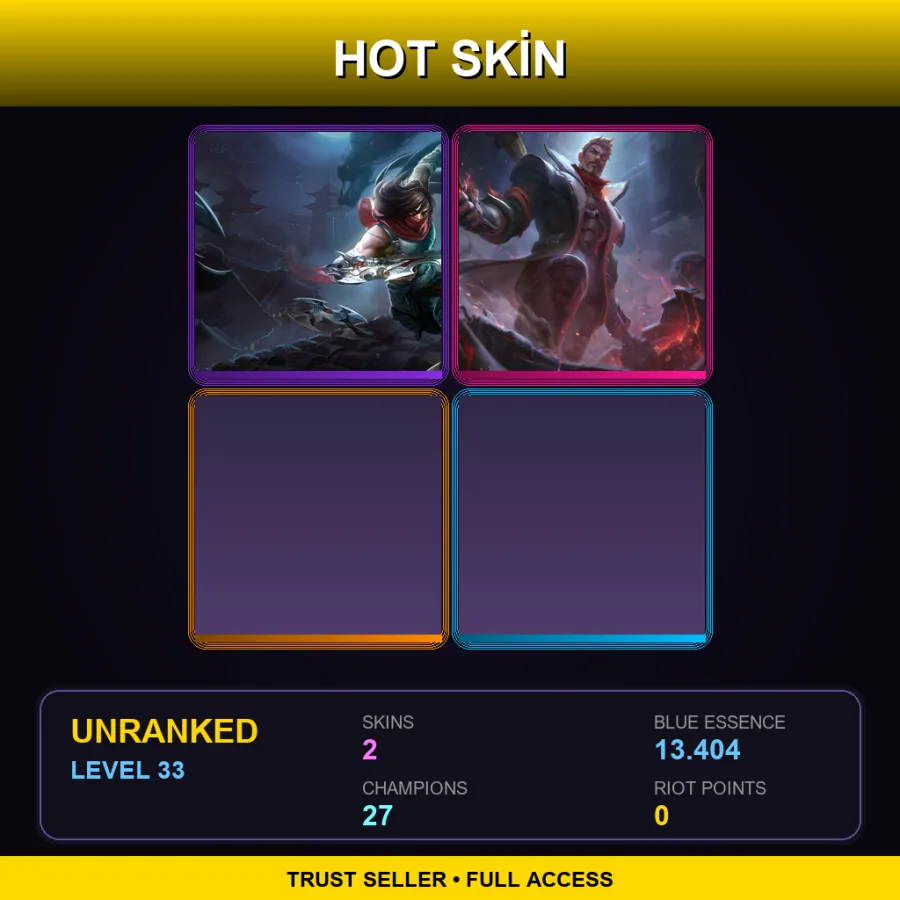 LAN | Lv33 | Unranked | 2 Skin | 27 Champ — Resistance Jayce